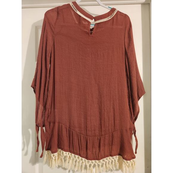 KORI AMERICA boho V-neck mini shift dress, S - Picture 7 of 7